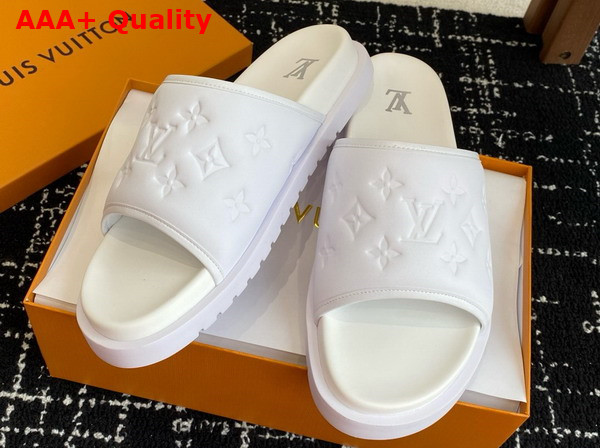 Louis Vuitton Miami Mule in White Monogram Embossed Synthetic Leather 1ADGGH Replica
