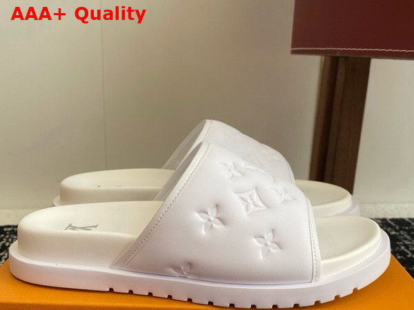 Louis Vuitton Miami Mule in White Monogram Embossed Synthetic Leather 1ADGGH Replica