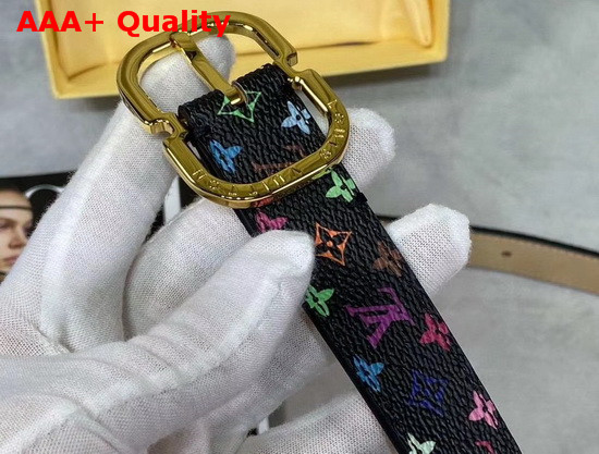 Louis Vuitton Mini 25mm Belt Black Multicolor Monogram Canvas Replica