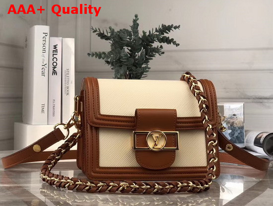 Louis Vuitton Mini Dauphine Beige Epi Leather with Browh Smooth Calfskin Leather Trim Replica