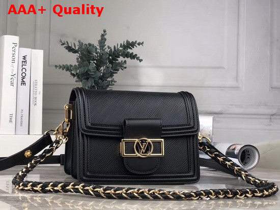 Louis Vuitton Mini Dauphine Black Epi Leather with Black Smooth Calfskin Leather Trim Replica