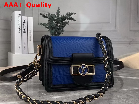 Louis Vuitton Mini Dauphine Blue Epi Leather with Black Smooth Calfskin Leather Trim Replica