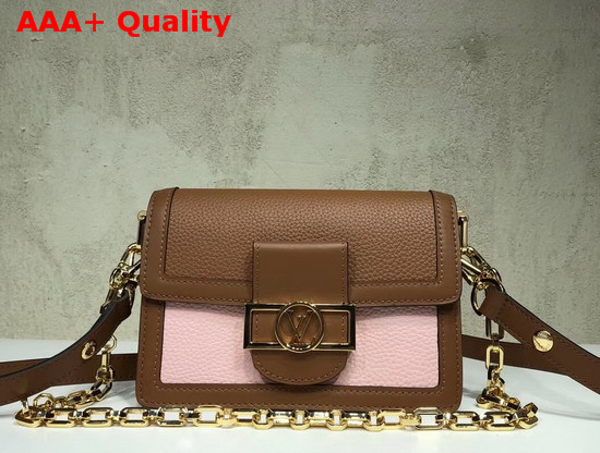 Louis Vuitton Mini Dauphine Bruni Brown and Strawberry Milk Pink Taurillon Leather M53805 Replica