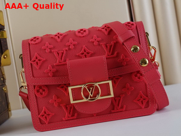 Louis Vuitton Mini Dauphine Handbag Fluo Pink Tufted Grained Calfskin Leather M20747 Replica