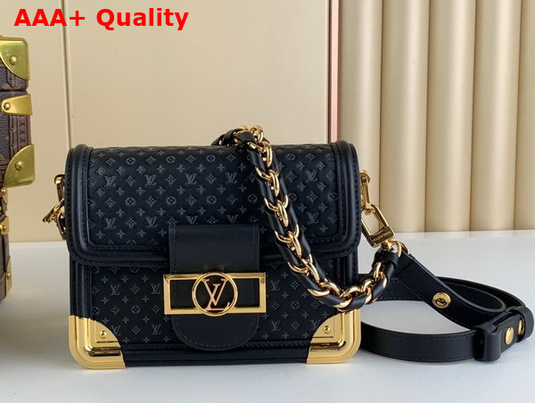 Louis Vuitton Mini Dauphine Handbag in Black Nanogram Calfskin Replica