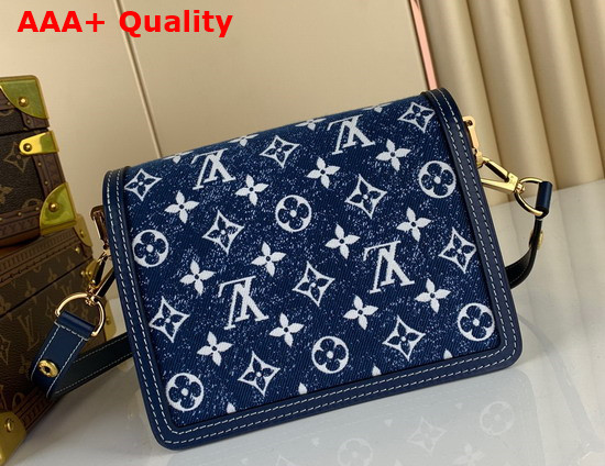 Louis Vuitton Mini Dauphine Navy Blue Denim Jacquard Textile Replica