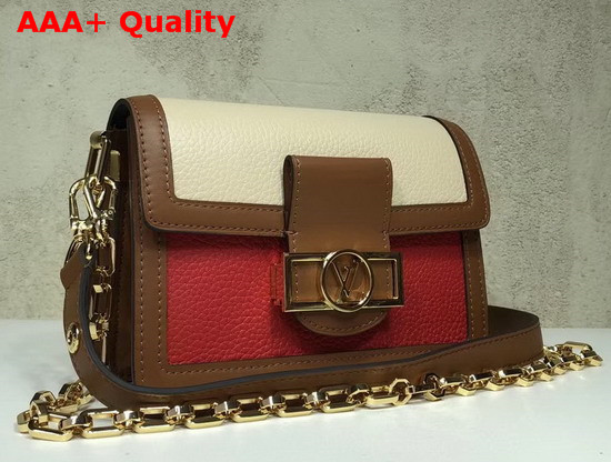 Louis Vuitton Mini Dauphine in Beige and Red Taurillon Leather Replica