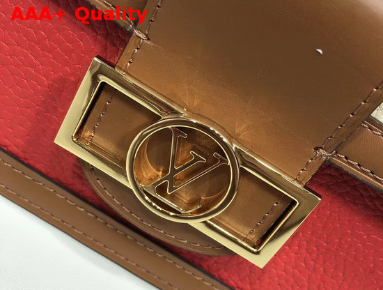 Louis Vuitton Mini Dauphine in Beige and Red Taurillon Leather Replica