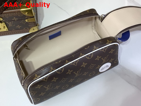 Louis Vuitton Mini Dopp Kit in Monogram Canvas Features a White Louis Vuitton Patch M28371 Replica