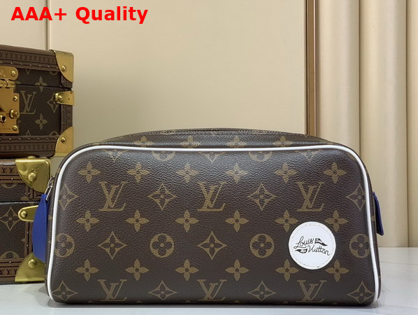 Louis Vuitton Mini Dopp Kit in Monogram Canvas Features a White Louis Vuitton Patch M28371 Replica