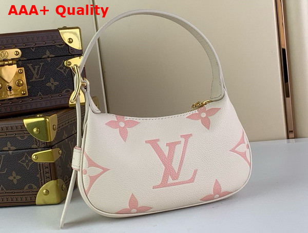 Louis Vuitton Mini Moon Bag in Cream Monogram Empreinte Leather with Pink Monogra Flowers Replica