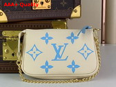 Louis Vuitton Mini Pochette Accessoires Beige and Blue Monogram Empreinte Leather Replica