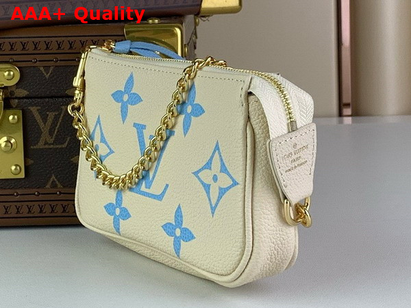 Louis Vuitton Mini Pochette Accessoires Beige and Blue Monogram Empreinte Leather Replica