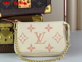 Louis Vuitton Mini Pochette Accessoires Beige and Pink Monogram Empreinte Leather Replica