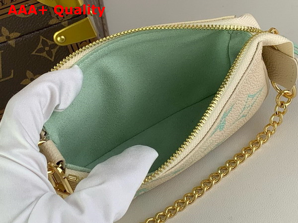 Louis Vuitton Mini Pochette Accessoires Beige and Turquoise Monogram Empreinte Leather Replica