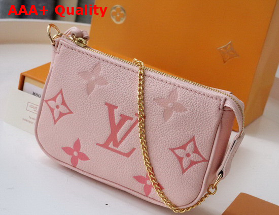 Louis Vuitton Mini Pochette Accessoires Bouton de Rose Pink Monogram Empreinte Leather Gradation on the Embossed Monogram Pattern M80501 Replica