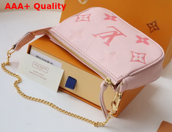 Louis Vuitton Mini Pochette Accessoires Bouton de Rose Pink Monogram Empreinte Leather Gradation on the Embossed Monogram Pattern M80501 Replica