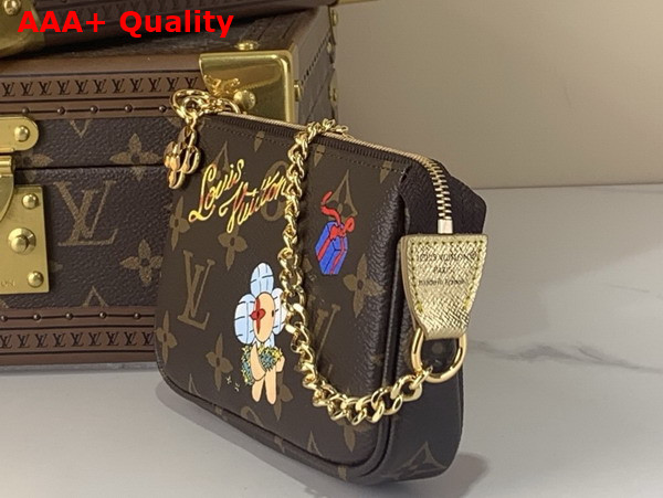 Louis Vuitton Mini Pochette Accessoires Monogram Iced Gold Coated Canvas M15328 Replica