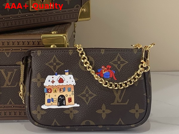 Louis Vuitton Mini Pochette Accessoires Monogram Iced Gold Coated Canvas M15328 Replica