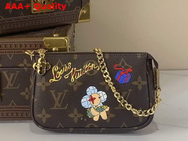 Louis Vuitton Mini Pochette Accessoires Monogram Iced Gold Coated Canvas M15328 Replica