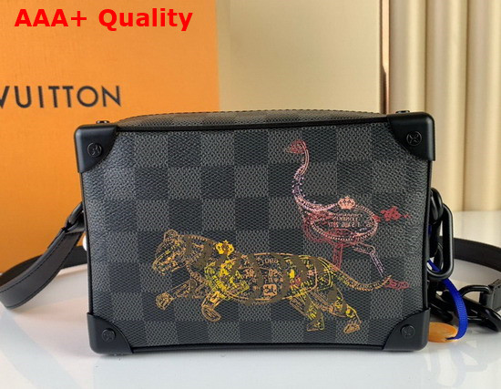 Louis Vuitton Mini Soft Trunk Damier Graphite Canvas Decorated with a Troop of Wild Animals N45278 Replica