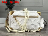 Louis Vuitton Mini Soft Trunk in Beige Monogram Embroidered Denim Replica