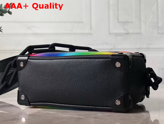 Louis Vuitton Mini Soft Trunk in Black Taiga Leather with a Rainbow Colored Details M30351 Replica