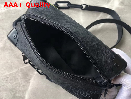 Louis Vuitton Mini Soft Trunk in Black Taiga Leather with a Rainbow Colored Details M30351 Replica