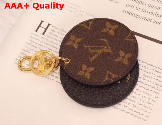 Louis Vuitton Mirror Bag Charm and Key Holder Monogram Canvas and Black Leather Replica