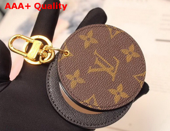 Louis Vuitton Mirror Bag Charm and Key Holder Monogram Canvas and Black Leather Replica