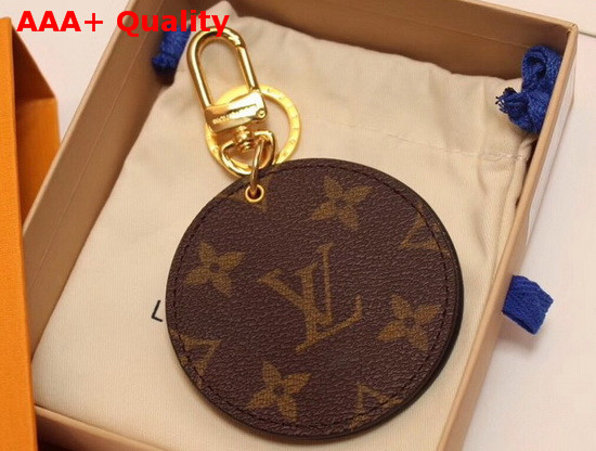 Louis Vuitton Mirror Bag Charm and Key Holder Monogram Canvas and Black Leather Replica