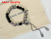 Louis Vuitton Monogram Beads Bracelet Black and Silver Colour Beads M00512 Replica