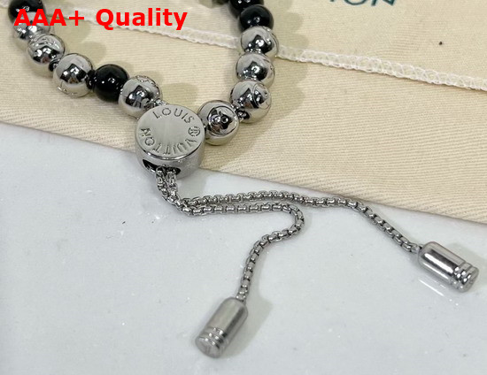 Louis Vuitton Monogram Beads Bracelet Black and Silver Colour Beads M00512 Replica