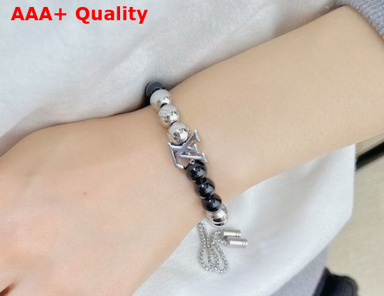 Louis Vuitton Monogram Beads Bracelet Green and Silver Colour Beads M00511 Replica