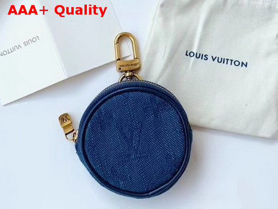 Louis Vuitton Monogram Denim Bag Charm and Key Holder Navy Washed Denim M68290 Replica