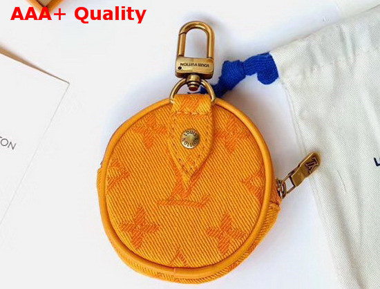 Louis Vuitton Monogram Denim Bag Charm and Key Holder Ochre Yellow Washed Denim Replica