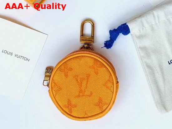 Louis Vuitton Monogram Denim Bag Charm and Key Holder Ochre Yellow Washed Denim Replica