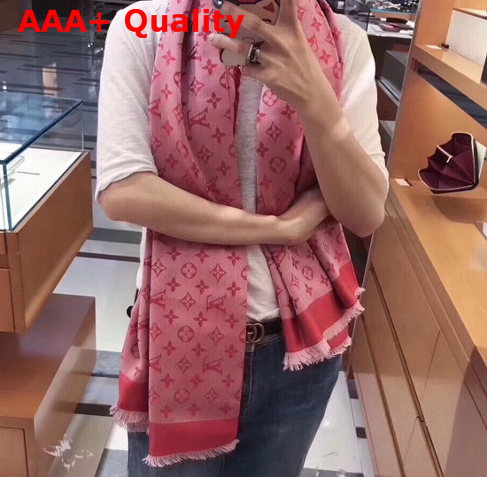 Louis Vuitton Monogram Denim Shawl in Pink Replica