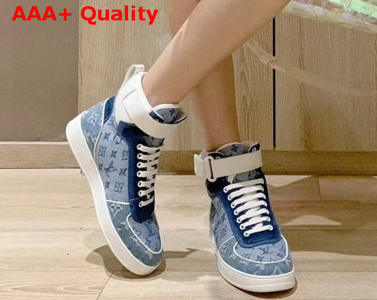 Louis Vuitton Monogram Denim Sneaker Boot in Blue Replica