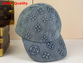 Louis Vuitton Monogram Washed Denim Cap in Blue Denim M7156L Replica