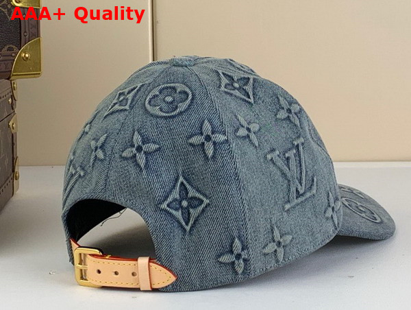 Louis Vuitton Monogram Washed Denim Cap in Blue Denim M7156L Replica