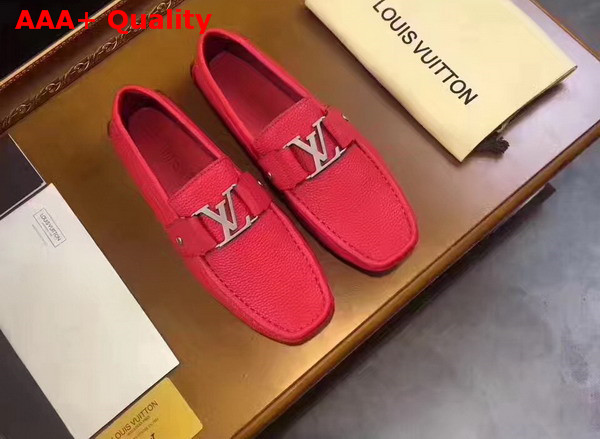Louis Vuitton Monte Carlo Car Shoes in Red Grained Calf Leather 812650 Replica