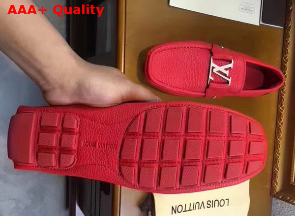 Louis Vuitton Monte Carlo Car Shoes in Red Grained Calf Leather 812650 Replica