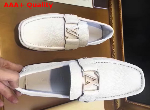 Louis Vuitton Monte Carlo Car Shoes in White Grained Calf Leather 812650 Replica