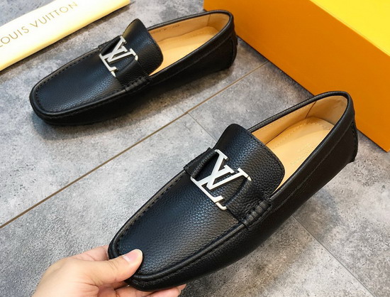 Louis Vuitton Monte Carlo Moccasin Black Grained Calf Leather Replica