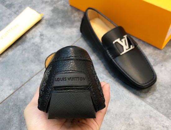 Louis Vuitton Monte Carlo Moccasin Black Grained Calf Leather Replica