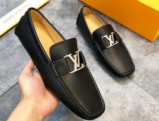Louis Vuitton Monte Carlo Moccasin Black Grained Calf Leather Replica