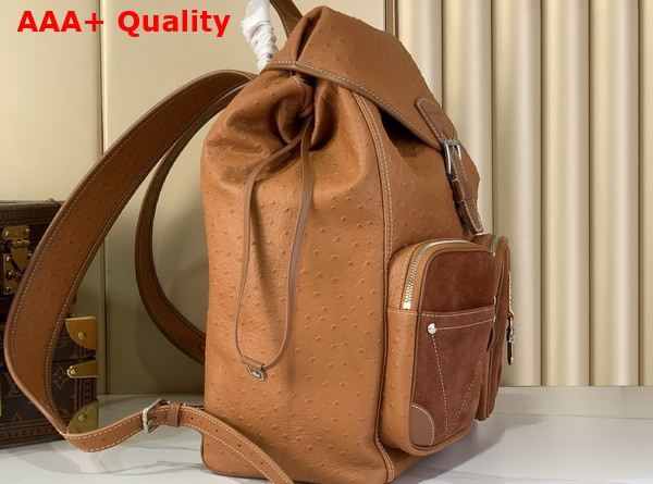 Louis Vuitton Montsouris Cargo Backpack in Caramel Ostrich Leather Replica