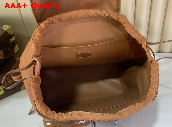 Louis Vuitton Montsouris Cargo Backpack in Caramel Ostrich Leather Replica