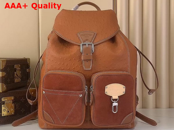 Louis Vuitton Montsouris Cargo Backpack in Caramel Ostrich Leather Replica